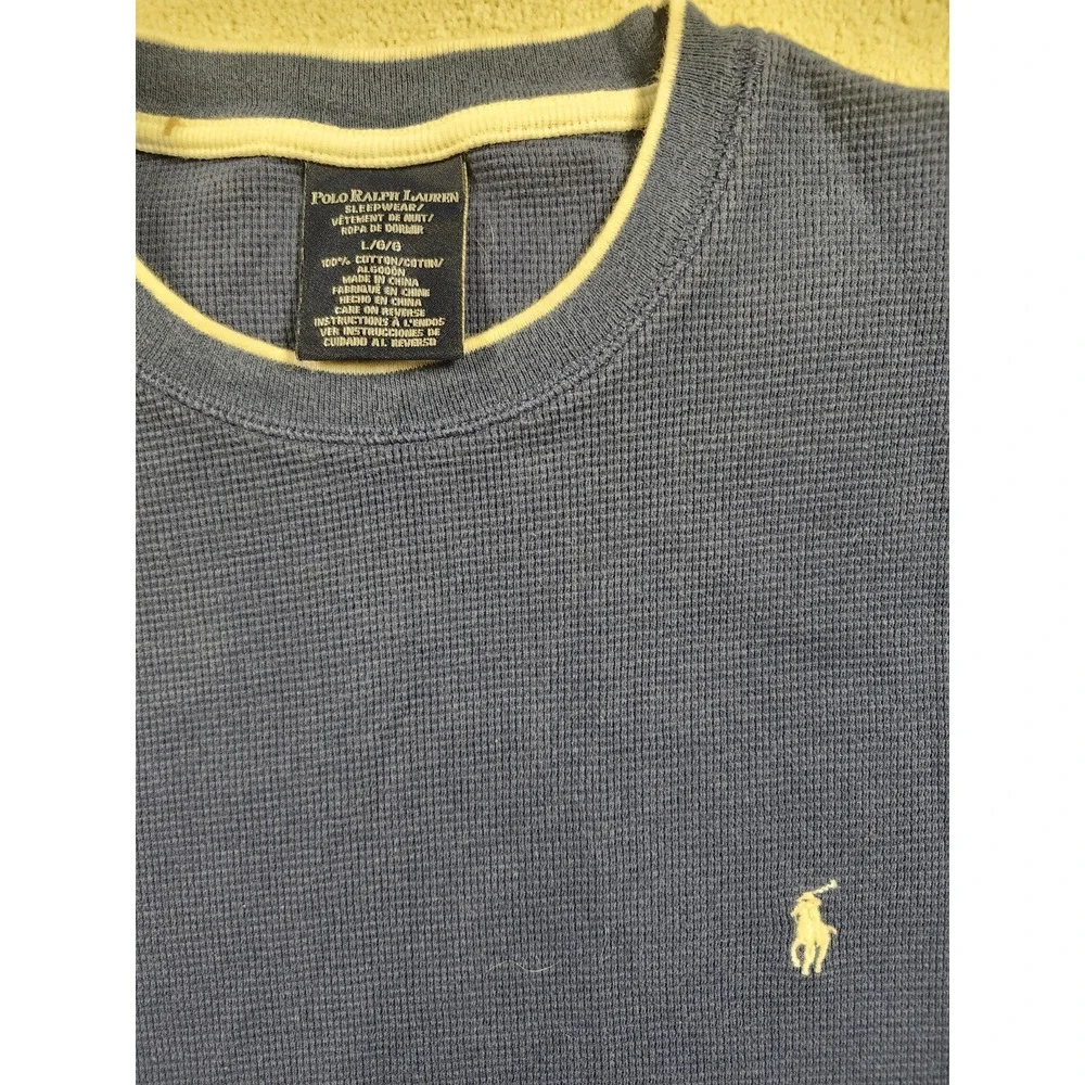 Polo Ralph Lauren Shirt Mens L Large Blue Sleepwear Thermal Long Sleeve